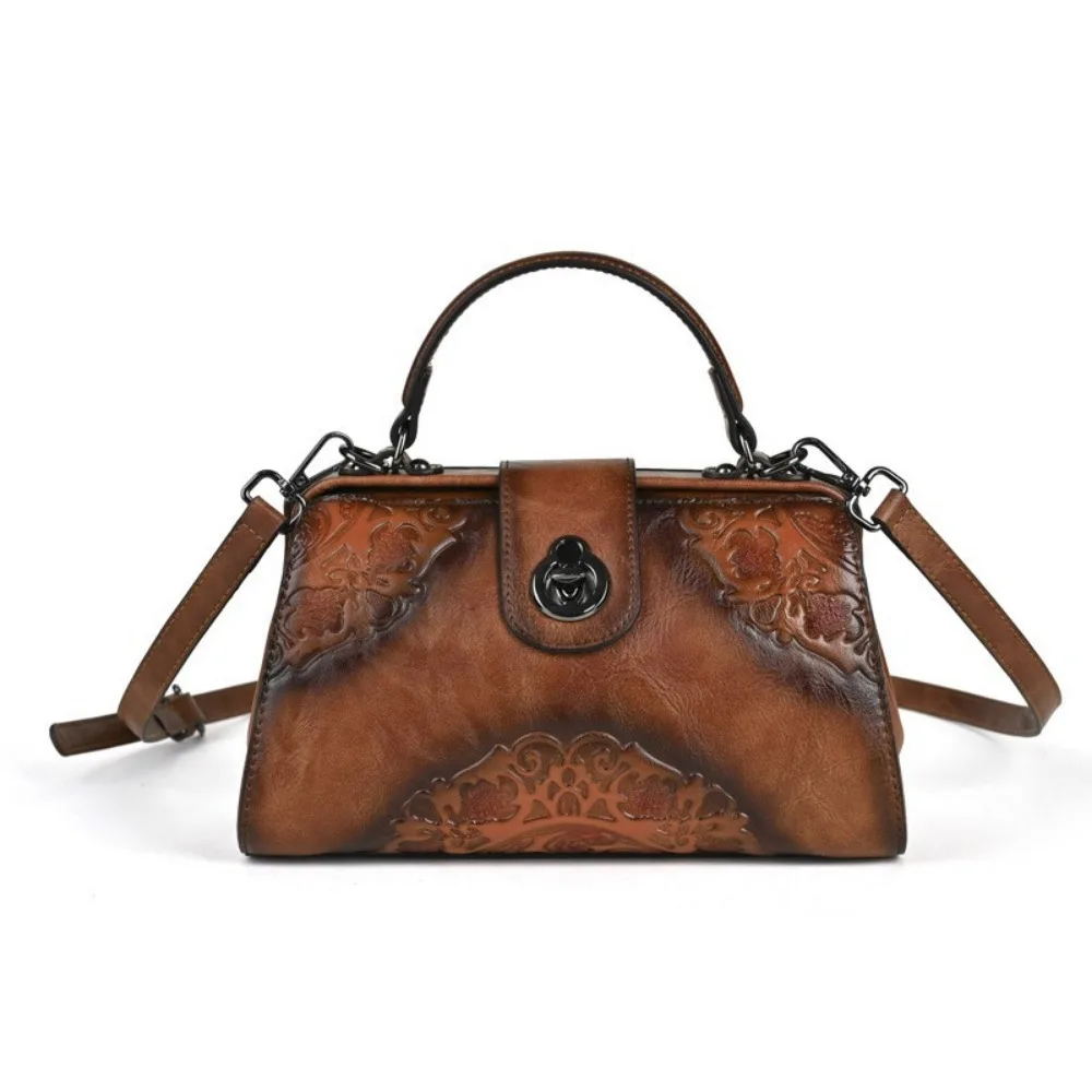 

Chinese Style Crossbody Bags For Women Pu Leather Shoulder Bags Vintage Magnetic Snap ClosureHandbags Adjustable Strap Women Bag