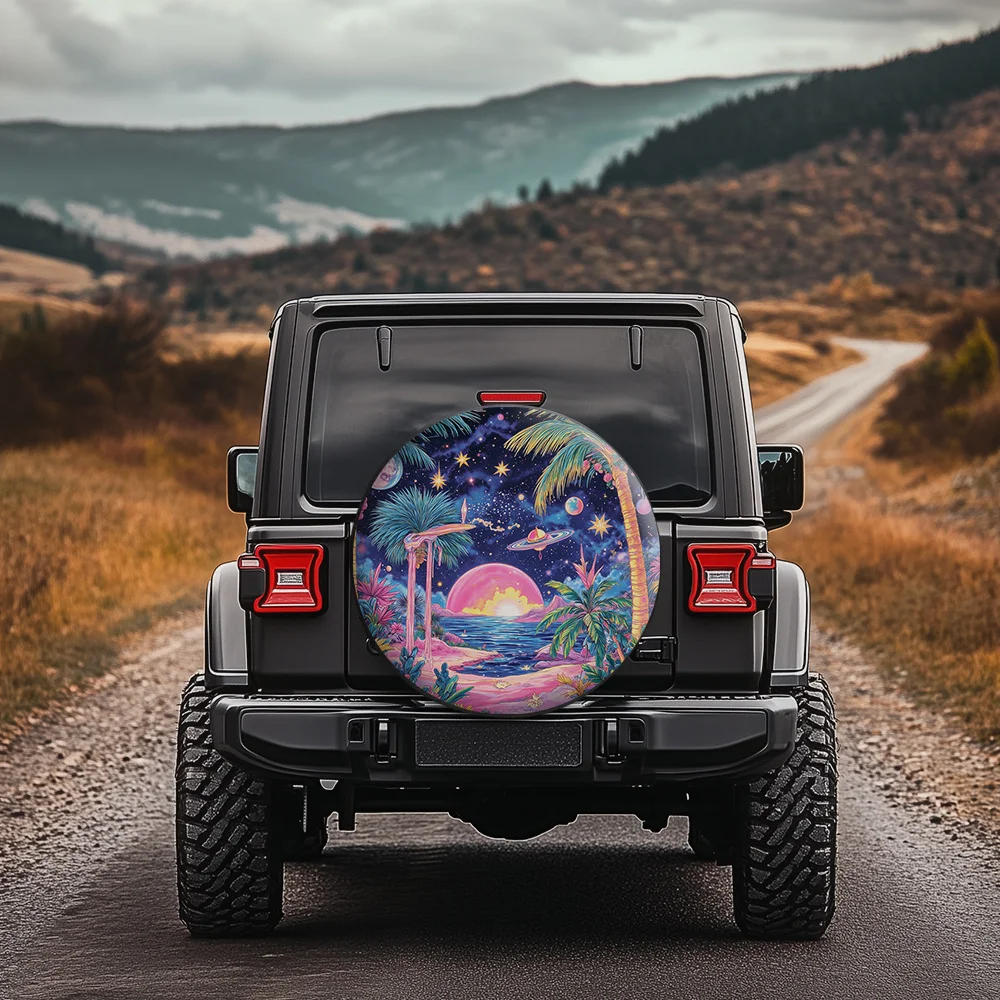 Phantom Sea Starry Sky Pattern Tire Cover, Romantic And Mysterious Style, Suitable For MPVs, Wagons, Coupes, And Convertibles, T
