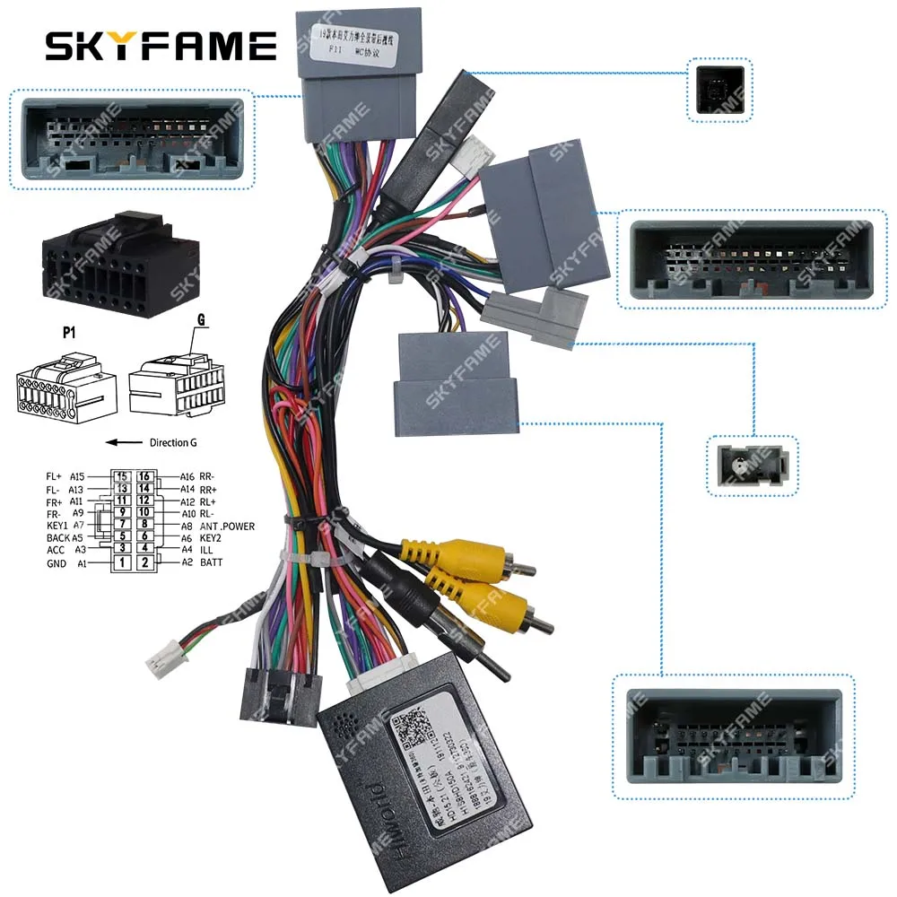 SKYFAME Car 16pin Wiring Harness Adapter Canbus Box Decode Android Radio Power Cabler For Honda Elysion HD15.21