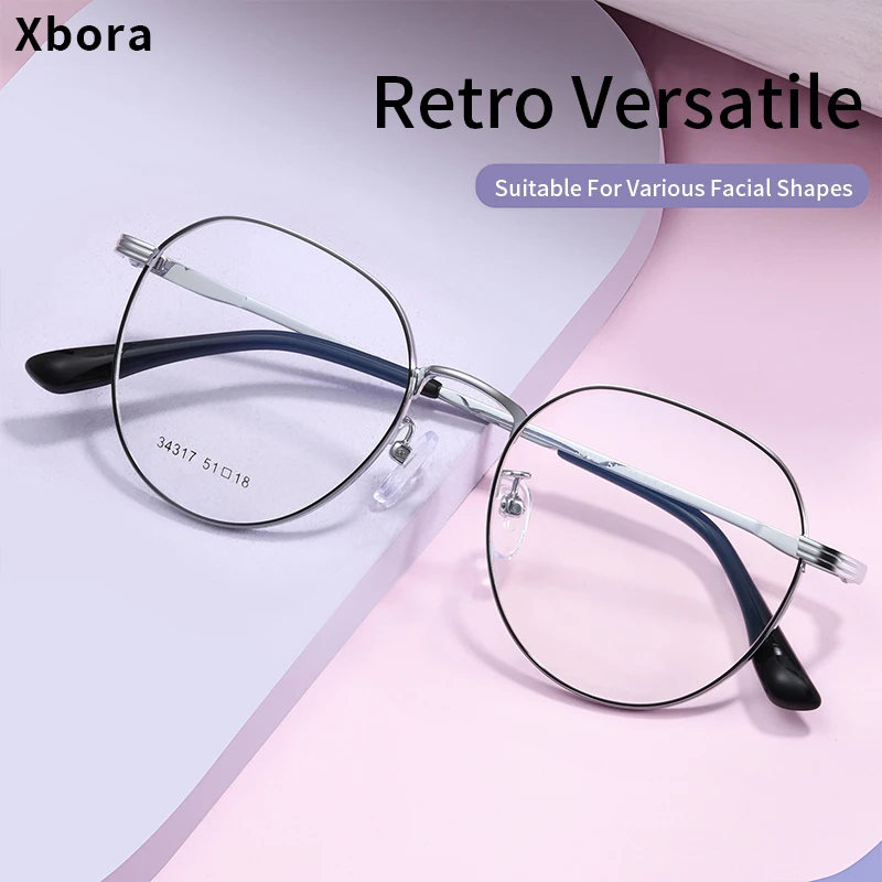 

Xbora Round Alloy Eyelasses Frame Women's Men's Ultra Light Optical Prescription Myopia Eyewear Frame Retro Glasses 34317