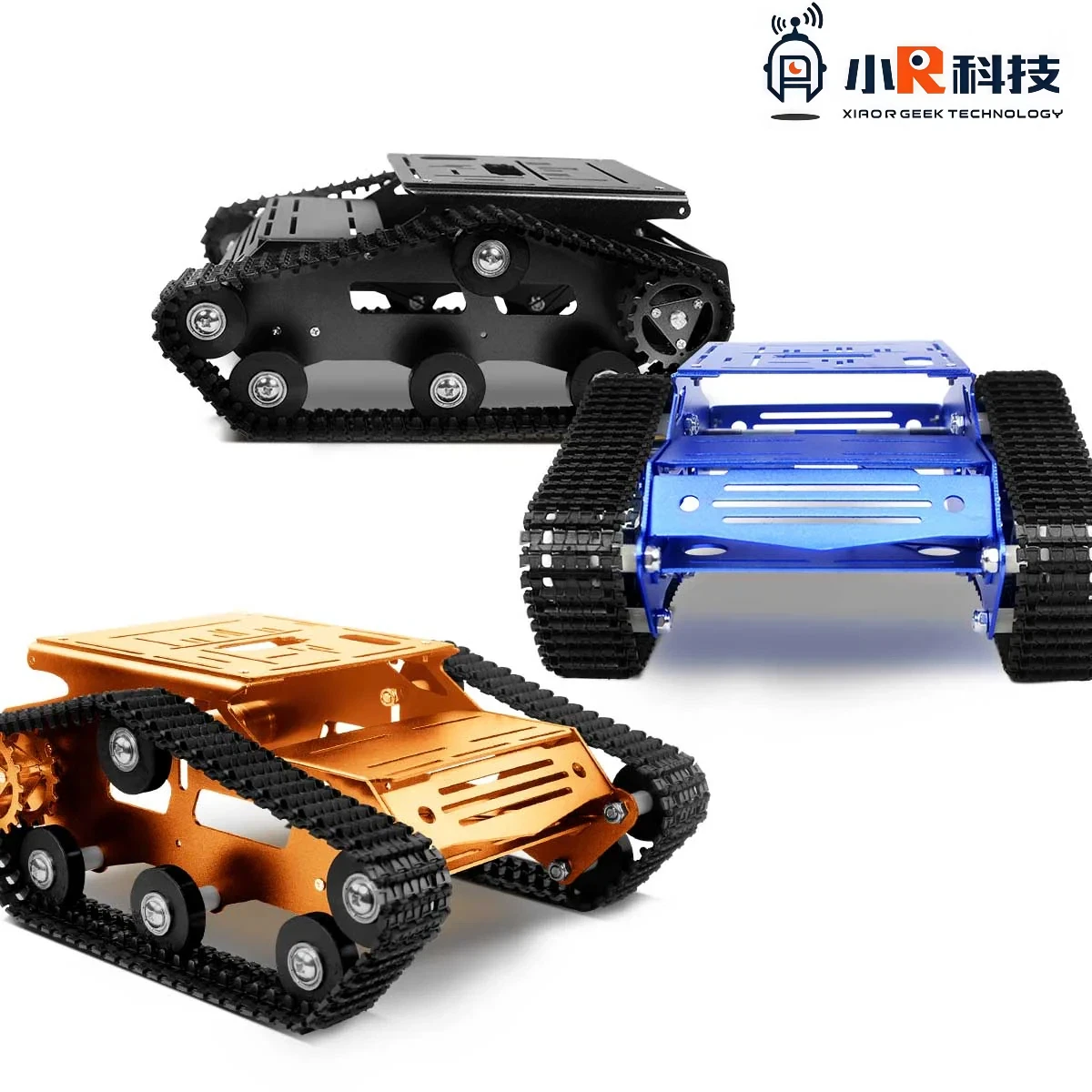 XiaoR Geek Technology Robot Tank Chassis Metal Aluminum Alloy Tracked Smart Car Body With DC Motor For DIY Robotics Hobbyists