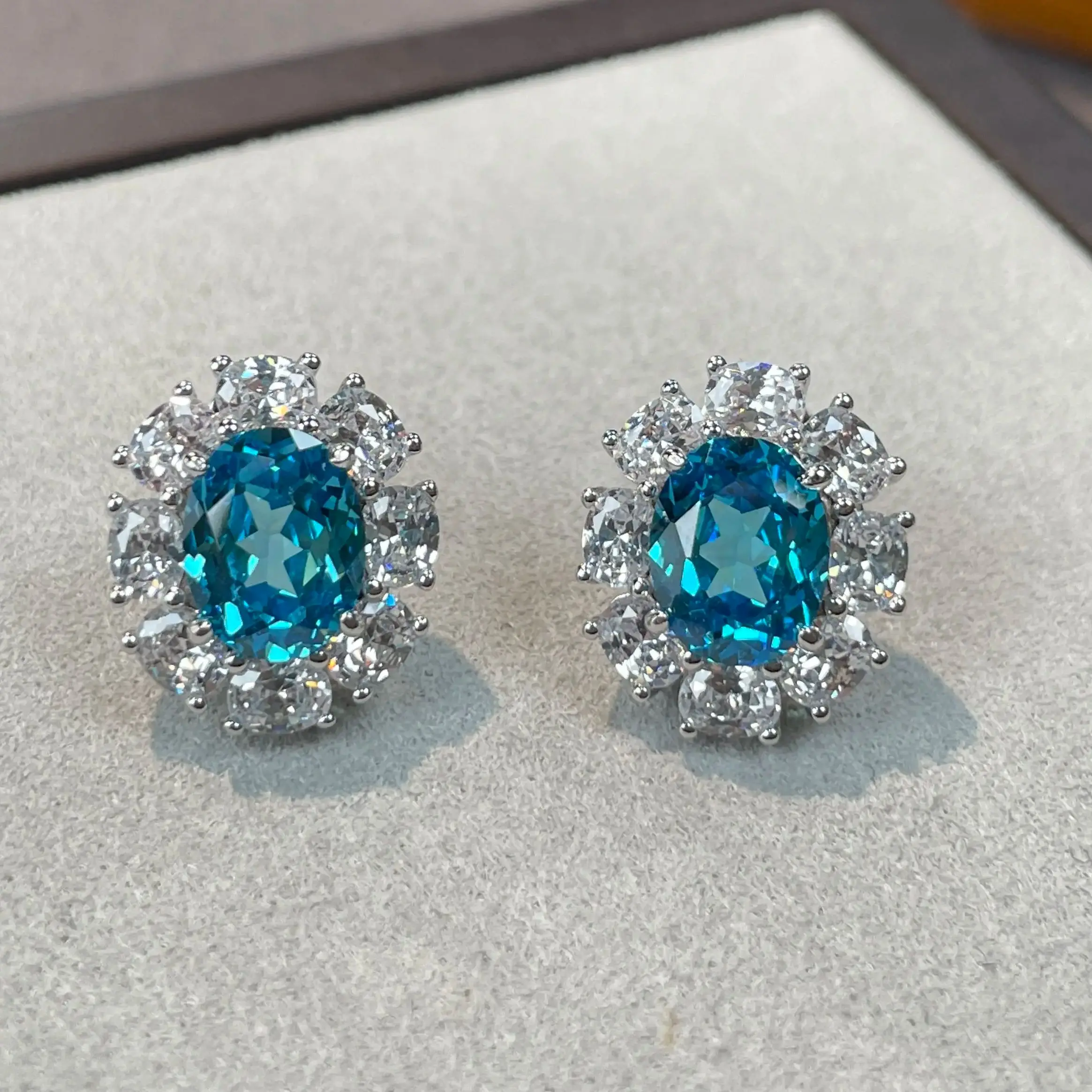 

Классические серьги с аквамарином из стерлингового серебра 925 пробы для женщин, оптовая продажа ювелирных изделий