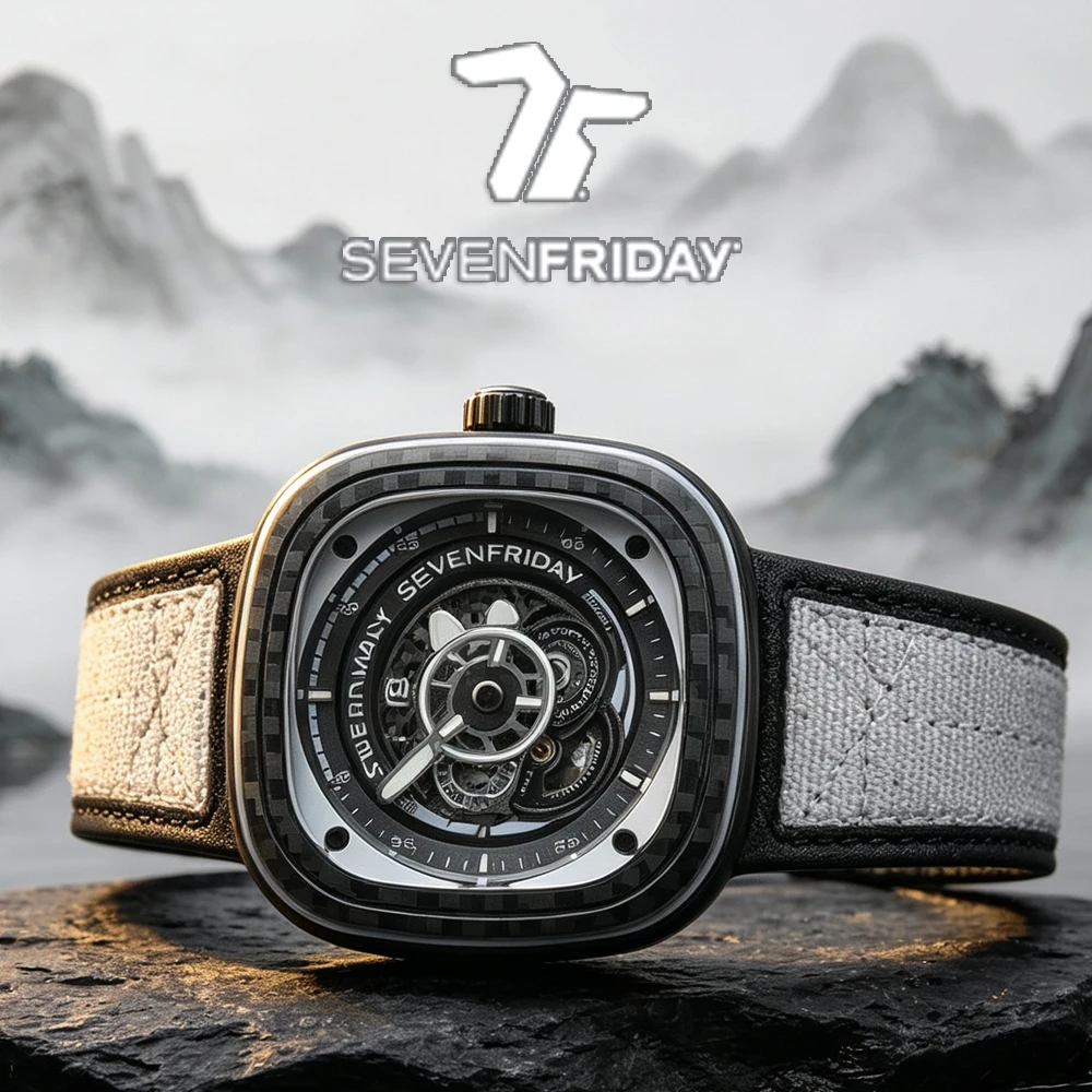 Fashion new product SEVENFRIDAY luxury brand men's watch P3C/07 men's carbon fiber automatic mechanical watch P series celebrati