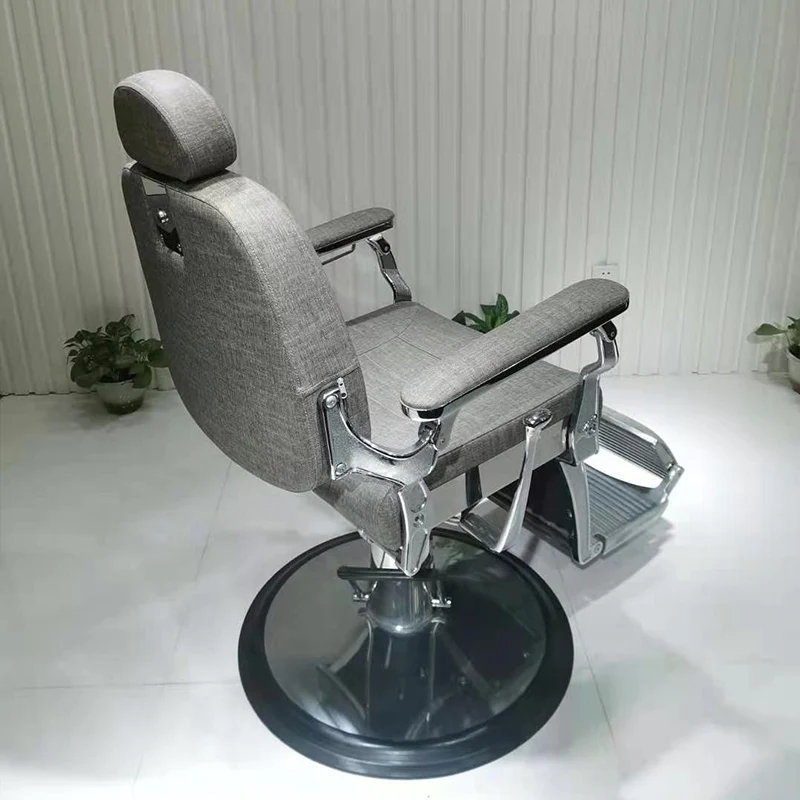 Vintage Fabric Barber Chair, Heavy Duty Reclining Salon Chair with Hydraulic Pump for Barbershop