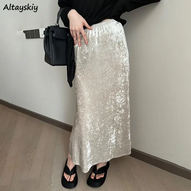 

New Skirts Women Gradient Special 5 Colors All-match Autumn Elegant Basics Korean Style Vintage Classic Prevalent Ladies Simple