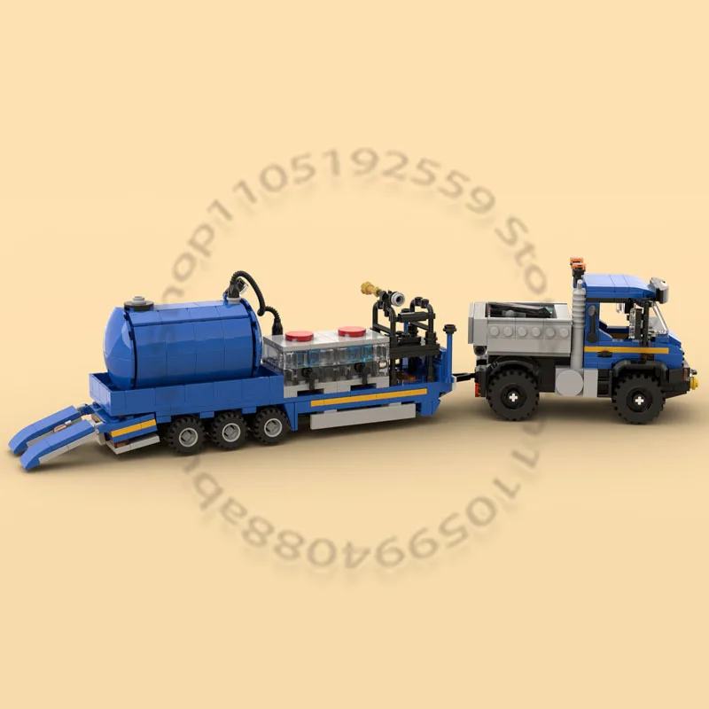 691 PCS Transport Car Utility Truck and Sprayer Trailer MOC Customize Modular Building Block Model Kids DIY Holiday Toy Gifts