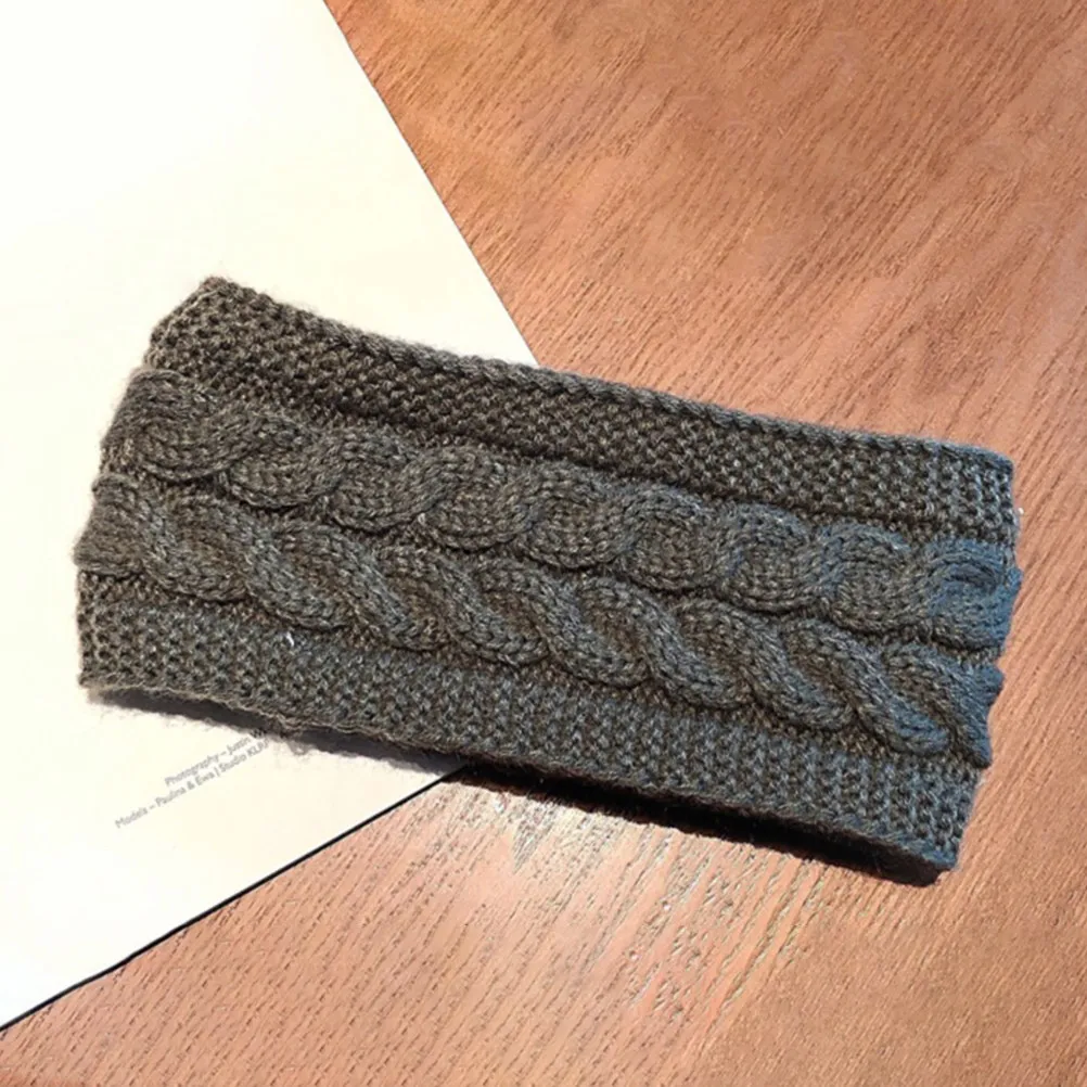 

Knitted Winter Headband Thick Woolen Stretch Headband Warm Ear Warmer Headwrap for Women Skating Walking Sports Daily Wear