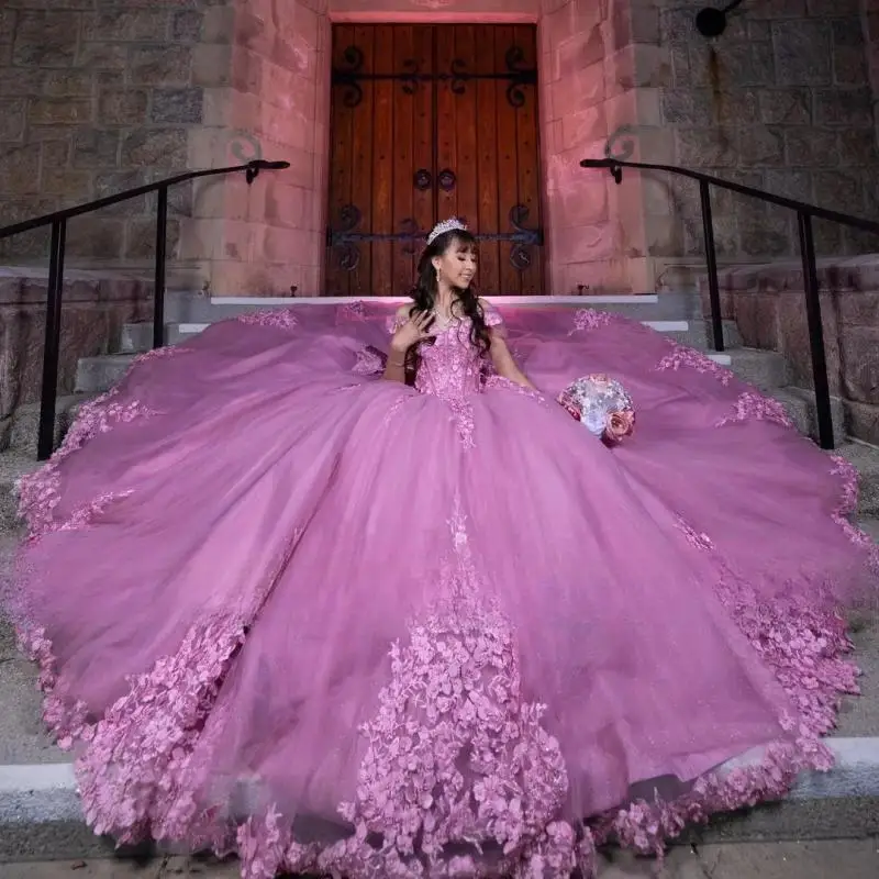 

Customized Luxury Quinceanera Dresses Ball Gowns For Sweet 16 Girls Appliques Bow Sequined Princess Dresses Vestidos De 15