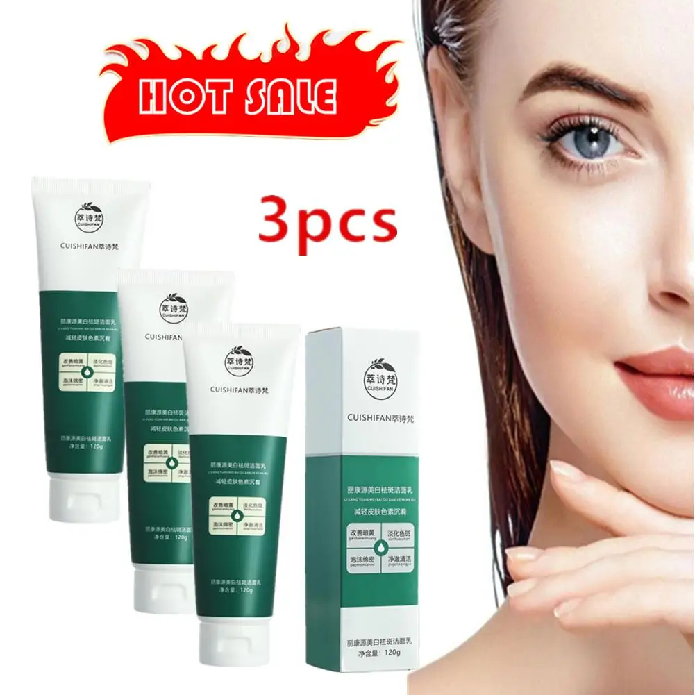 3PCS Cuishifan Whitening And Freckle Facial Cleanser Face Wash Foam Shrink  Soothing Oil Control Gentle Cleansing Dark Spots Fad
