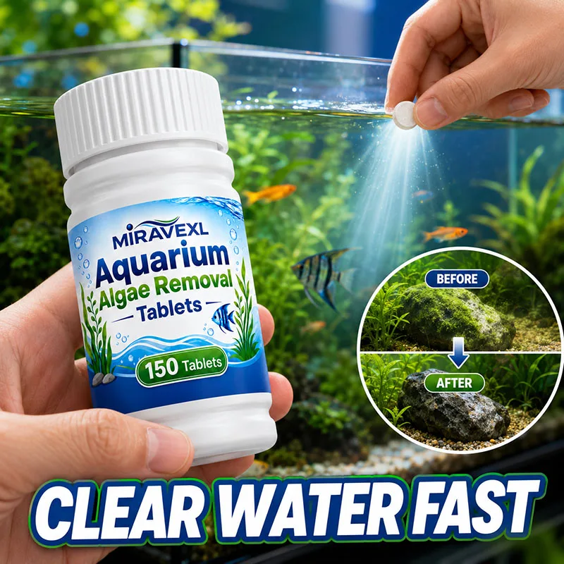 MIRAVEXL 150 Aquarium Algae Removal Tablets, Safe Algaecide Cleaner, Fast Clear Green Water for Freshwater Fish & Live Plants