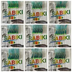 Golden Green Rubber Lures Sea Fishing Rigs Rubber Hook Golden Tied Hooks Green Lures Sabiki Sea Fishing Rigs Sea Fishing