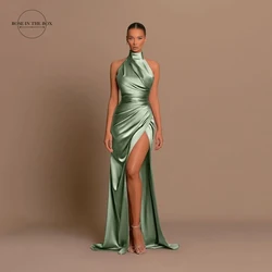 Robe de Demoiselle d'Honneur en Satin Élégante pour Femme, Tenue de Bal avec Fente, Longue, Froncée, Soirée, 2024