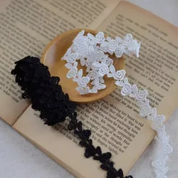 Embroidered Water Soluble Lace Fabric, DIY Garment Accessories, Trim Sewing Craft, Custom, White, Black, Rose, 5Yards 1.4cm Widt