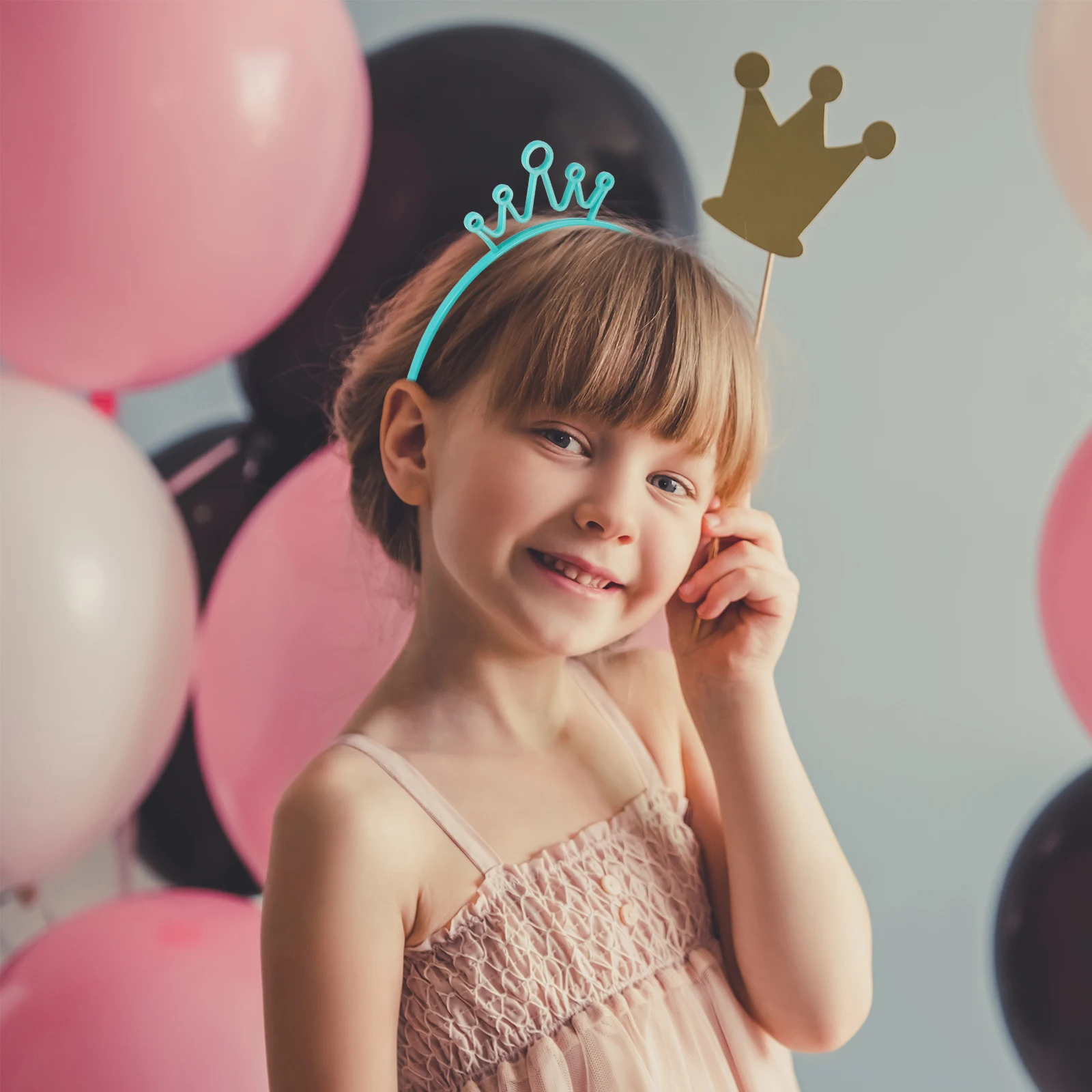 

9pcs Children Headbands Crown Hair Accessories for Kids Party Proms Plastic Headwear Bright Color Comfortable Toddler Teen Baby
