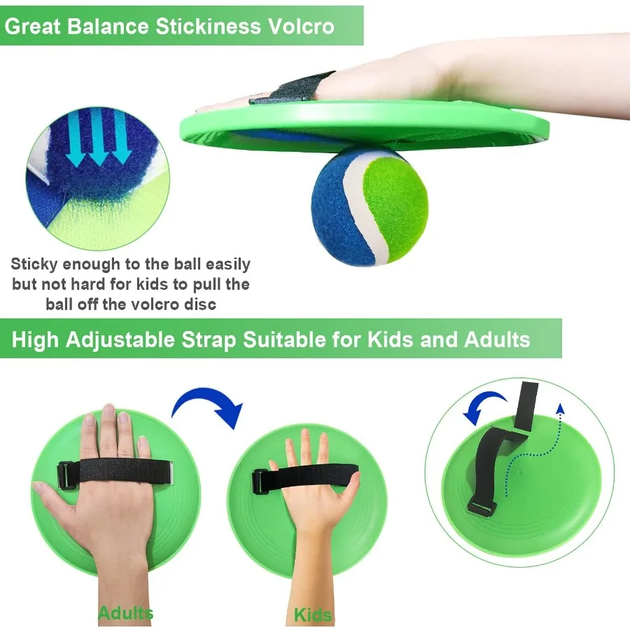 Ball Catch Set Games Toss Paddle Zwembad Strandspeelgoed Achtertuin Buitenspellen Achtertuin Gooi Kleverige set Leeftijd 3 4 5 6 7 8 9 10 11 12 Y