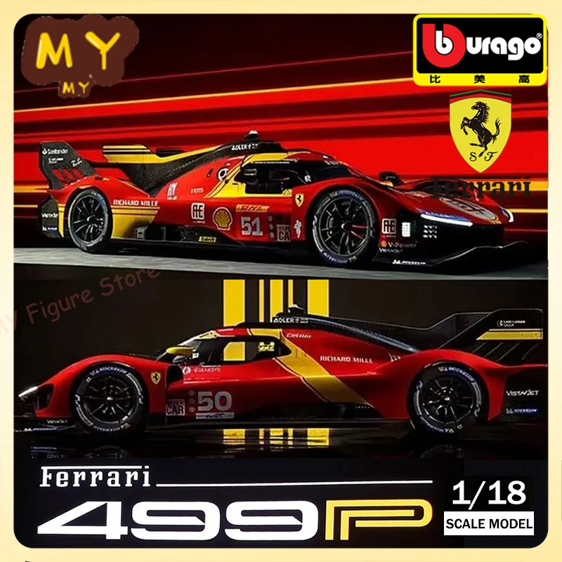 

In-stock 1/18 Bburago Ferrari 499p LMH #50 #51 Ferrari Model 2023 24H LE MANS CHAMPION FERRARI Car Model Baking Paint Toy Gifts