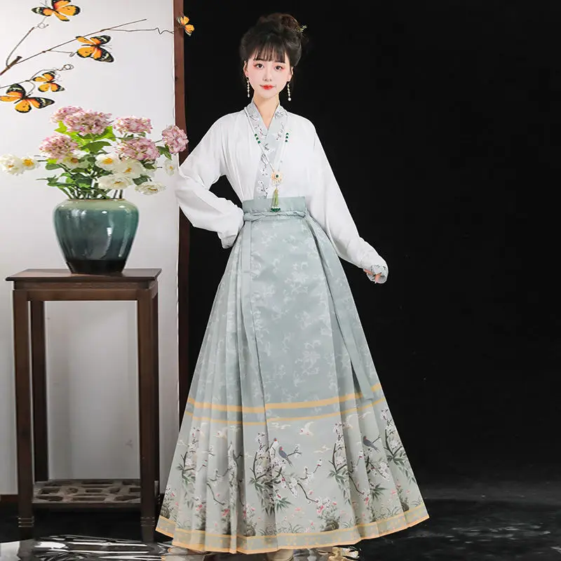 Yourqipao Ancient Hanfu Chinese Style Costume Mamianqun Ming Dynasty Weaving Gold Horse Face Skirt Traditional Clothing