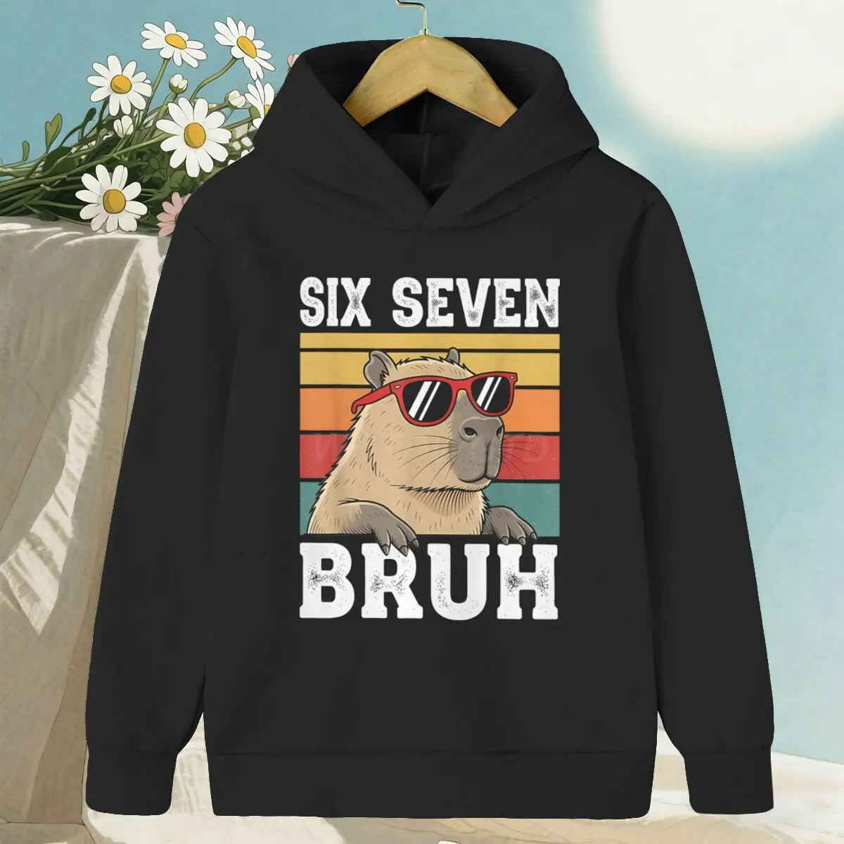 

Capybara Lover 6 7 Memes Kids Clothes Six Seven Bruh 67 Meme Graphic Sweatshirt Girl Boy Funny Capybara Print Hooded Top