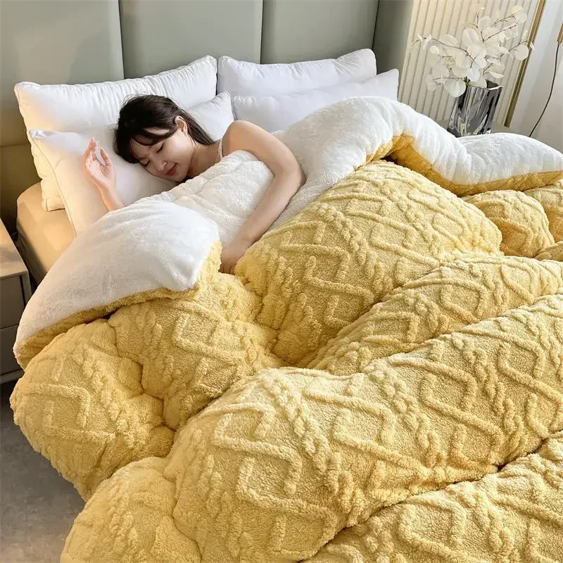 Soft Super Thick Winter Warm Blanket Artificial Lamb Cashmere Weighted Blankets For Beds Cozy Thicker Warmth Quilt Comforter