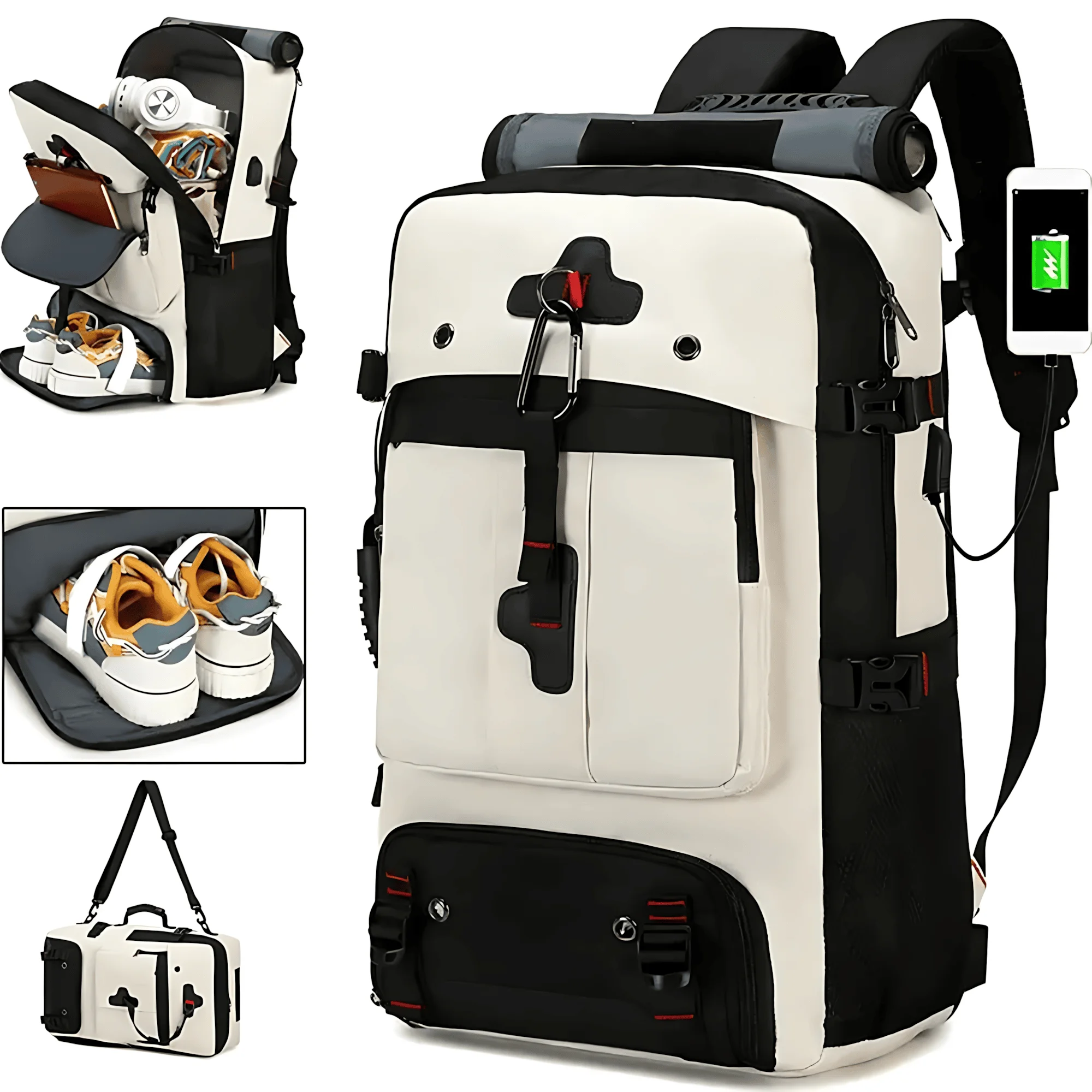 

Backpack for Men, Travle Bapckpack with Shoe Compartment, Flight Approved Large 30L, Single Shoulder College Backpack