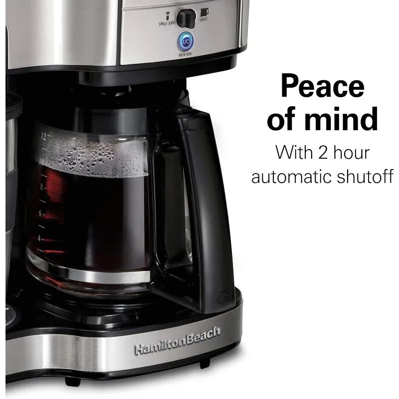 Hamilton Beach 2-Way 12 Cup Programmable Drip Coffee Maker & Single Serve Machine, Glass Carafe, Auto Pause and Pour, Black image 5