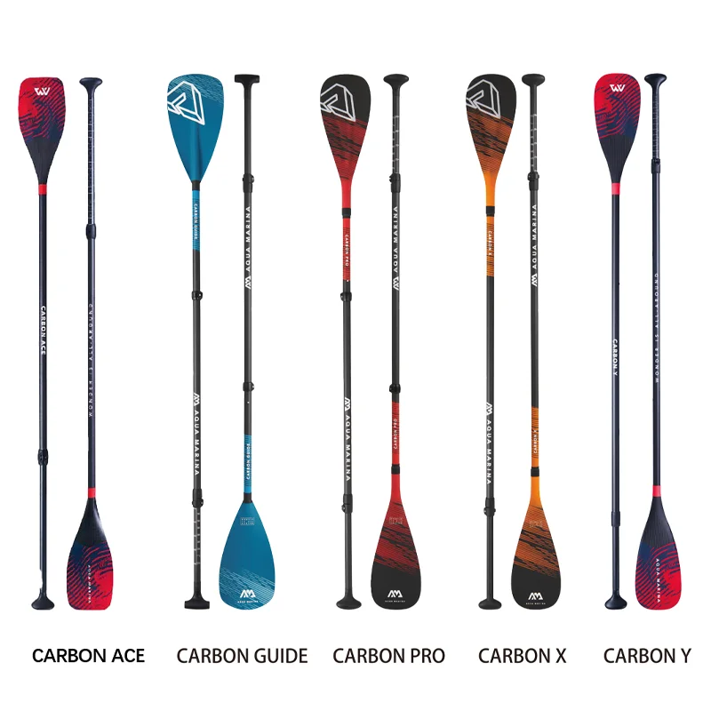 AQUA MARINA CARBON PRO Fiberglas-Paddel für SUP Stand-Up-Paddel, Surfbrett, verstellbar, ausziehbar, 220 cm, Ruder-T-Griff A03007