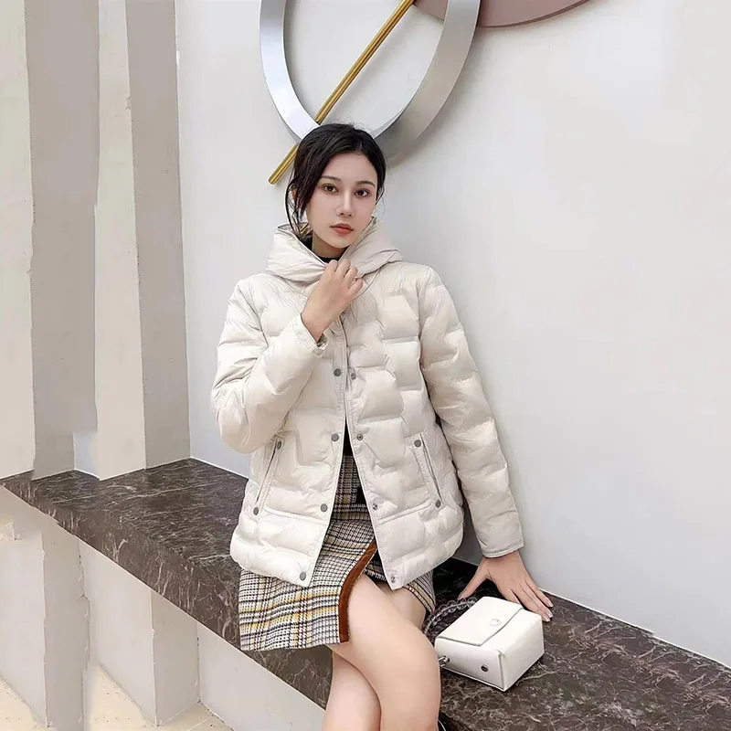 2025年 リアルフォックスファー襟付き 冬用 レディース 90%ホワイトダックダウンジャケット ショート丈 暖かい パフコート 女性用 ゆったり ヴィンテージ パーカー