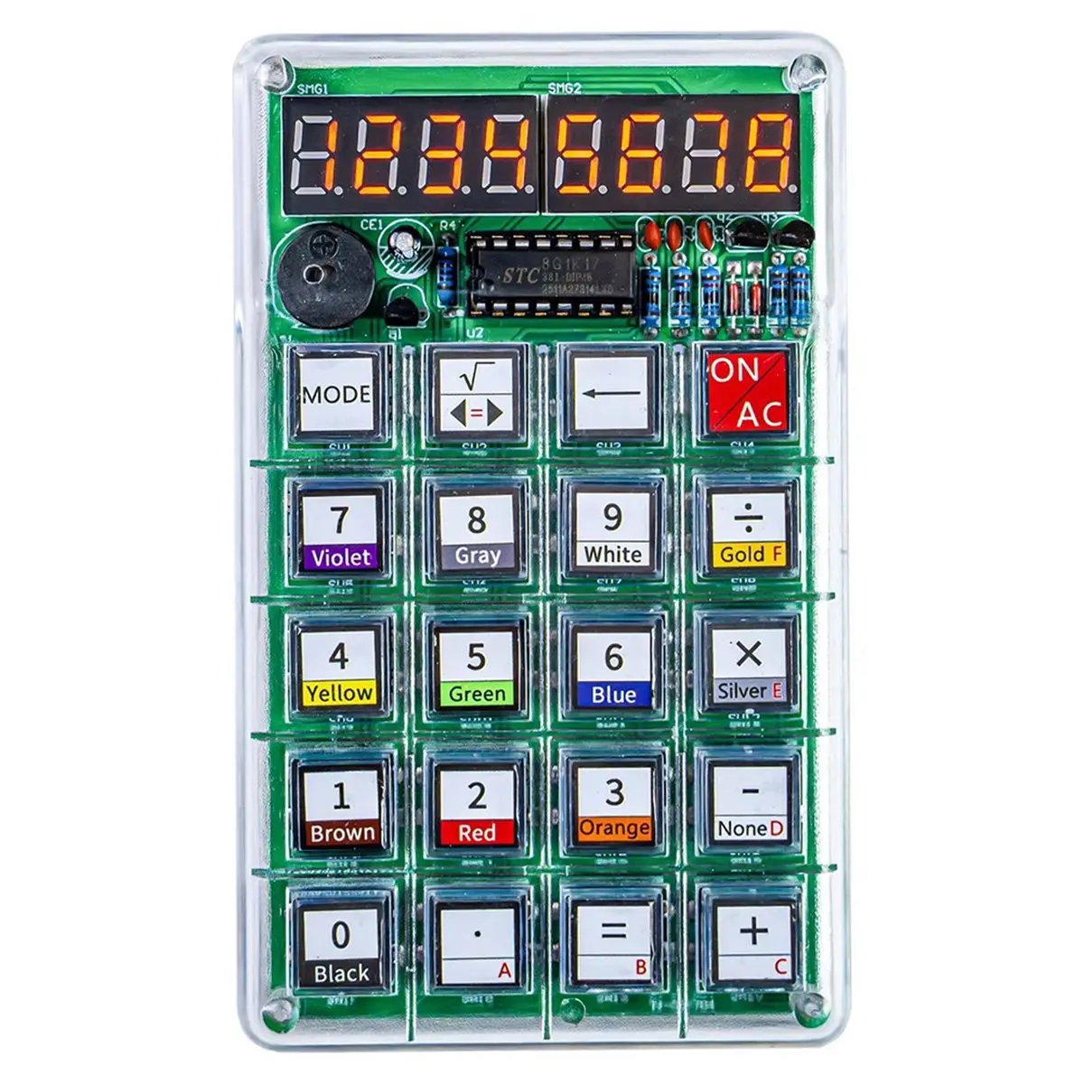 DT75BG Electronic Calculator Soldering Practice Kit with Resistance Calculator and Transparent Case