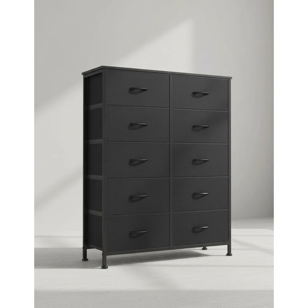 

Тканевая башня для хранения с 10 ящиками и ящиками, высокий органайзер для сундука для шкафа в спальне, стальной каркас с деревянной столешницей