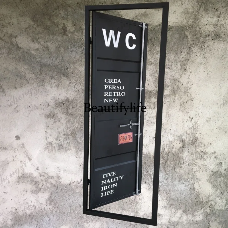 A114 industrial style bar retro wrought iron container sliding door industrial style indoor toilet toilet door