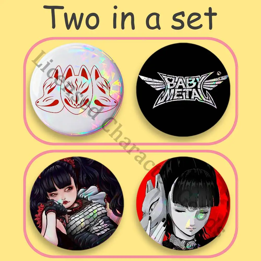 2-Piece Set Badges Anime Merchandise Cosplay Nijigen Otaku Culture B-Babymetal Metal Forth Large 75 58 44 32 25 mm Mini