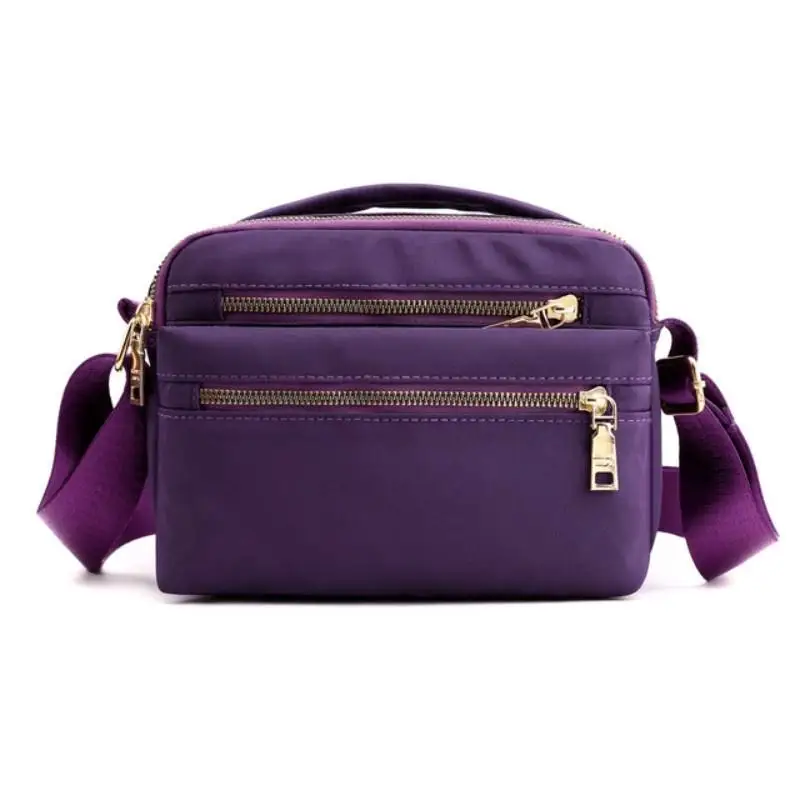 Bolsa mensageiro de nylon impermeável para mulheres, bolsas de ombro multicamadas, carteira de grande capacidade, bolsas crossbody, moda