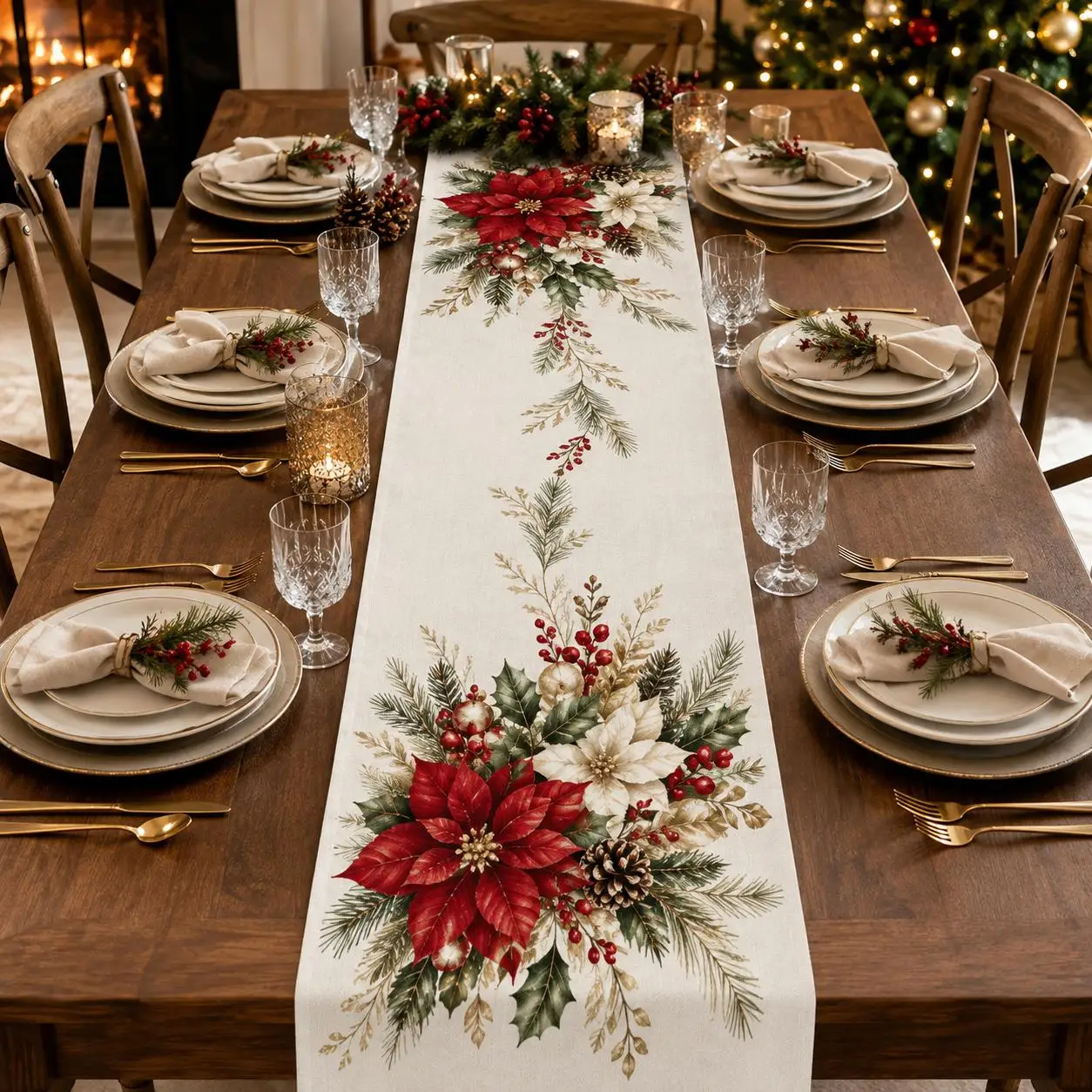 Christmas Long Table Runner Bohemian style Placemats Table Runner Fall Table Mat for Party Kitchen Dining Table Kitchen Island