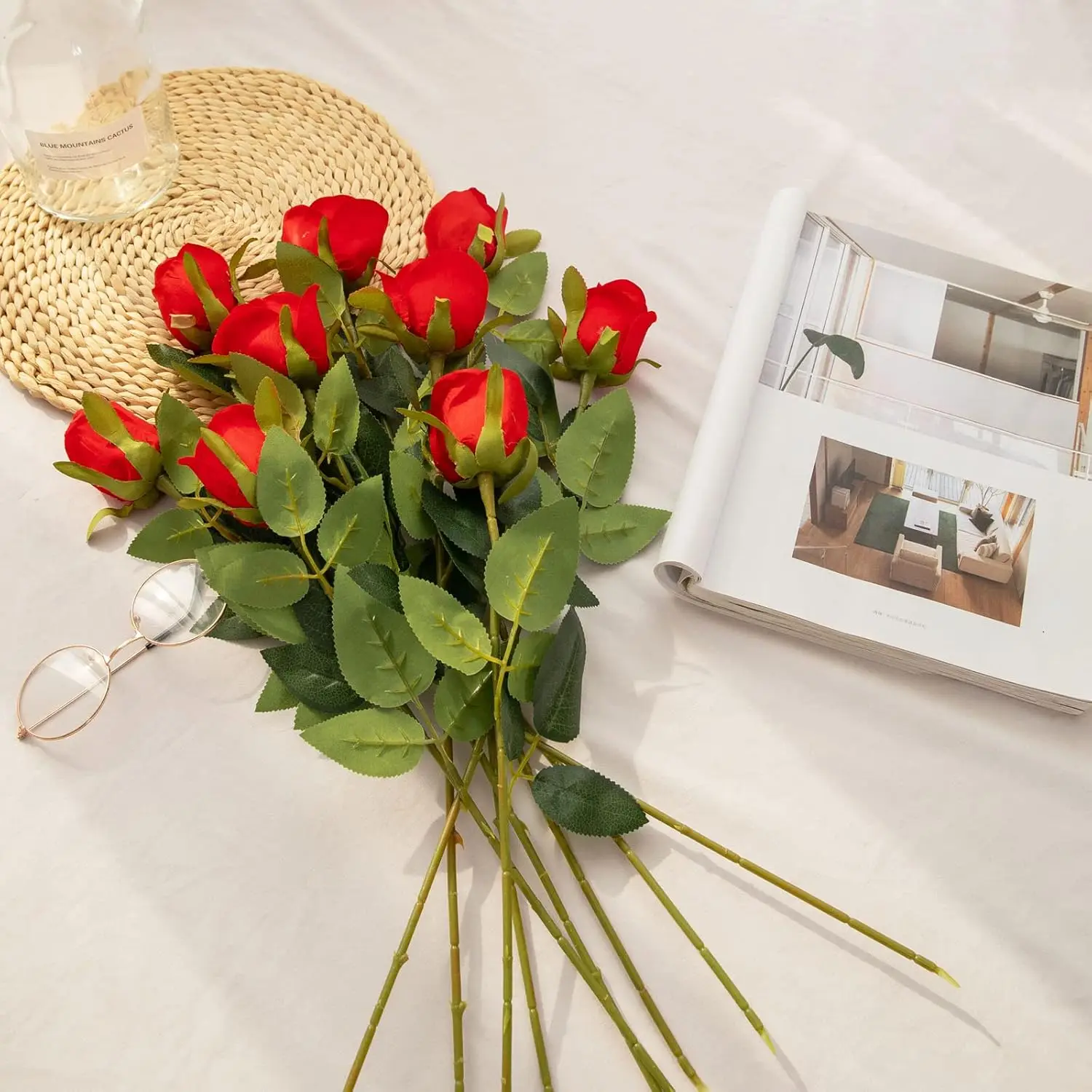 5/10 Stück künstliche Blumen Rosenstrauß Hochzeit dekorative Kränze Weihnachten Valentinstag Vasen Hausgarten Party gefälschte Pflanzen