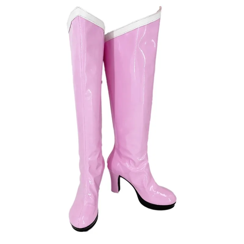 Bottes de Costume en Cuir Faites à la Main, Chaussures Mignonnes Roses d'Anime Japonais Chibiusa Cosplay