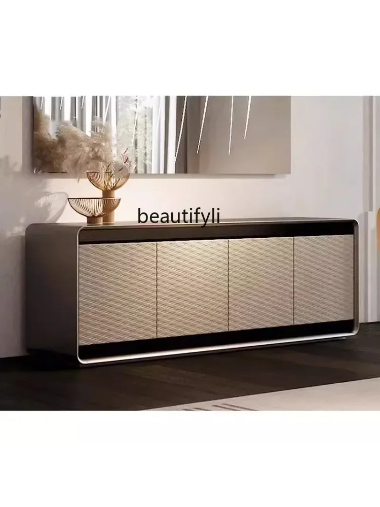 

K185 Italian-Style Light Luxury Solid Wood TV Cabinet Post-Modern Simple Sideboard Cabinet Wall-Mounted Stainless Steel High-En