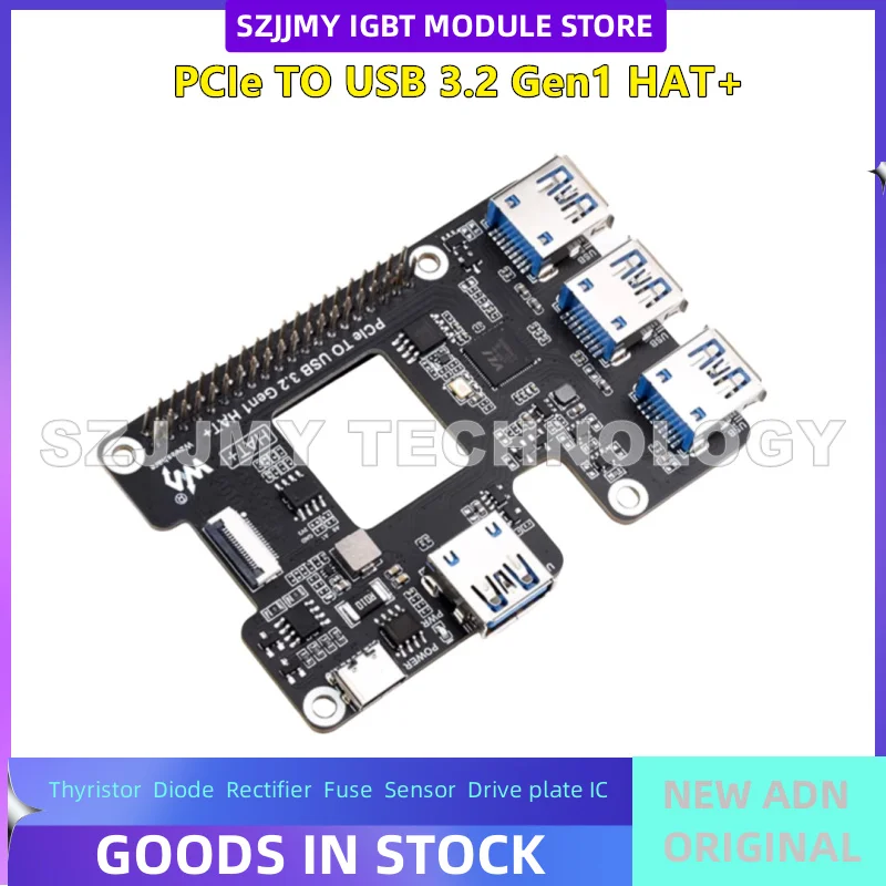 

Плата расширения Raspberry Pi 5 PCIe-USB 3.2 Geni HAT + стандартный драйвер бесплатно 1–4 высокоскоростной НОВЫЙ ОРИГИНАЛ НА СКЛАДЕ