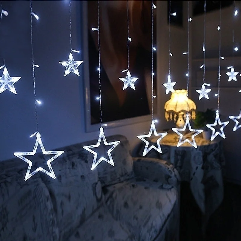 Curtain String Lights Star 2.5m EU/US Plug  LED Fairy Lights Curtain Garland on The Window Christmas Party Wedding Home Decor