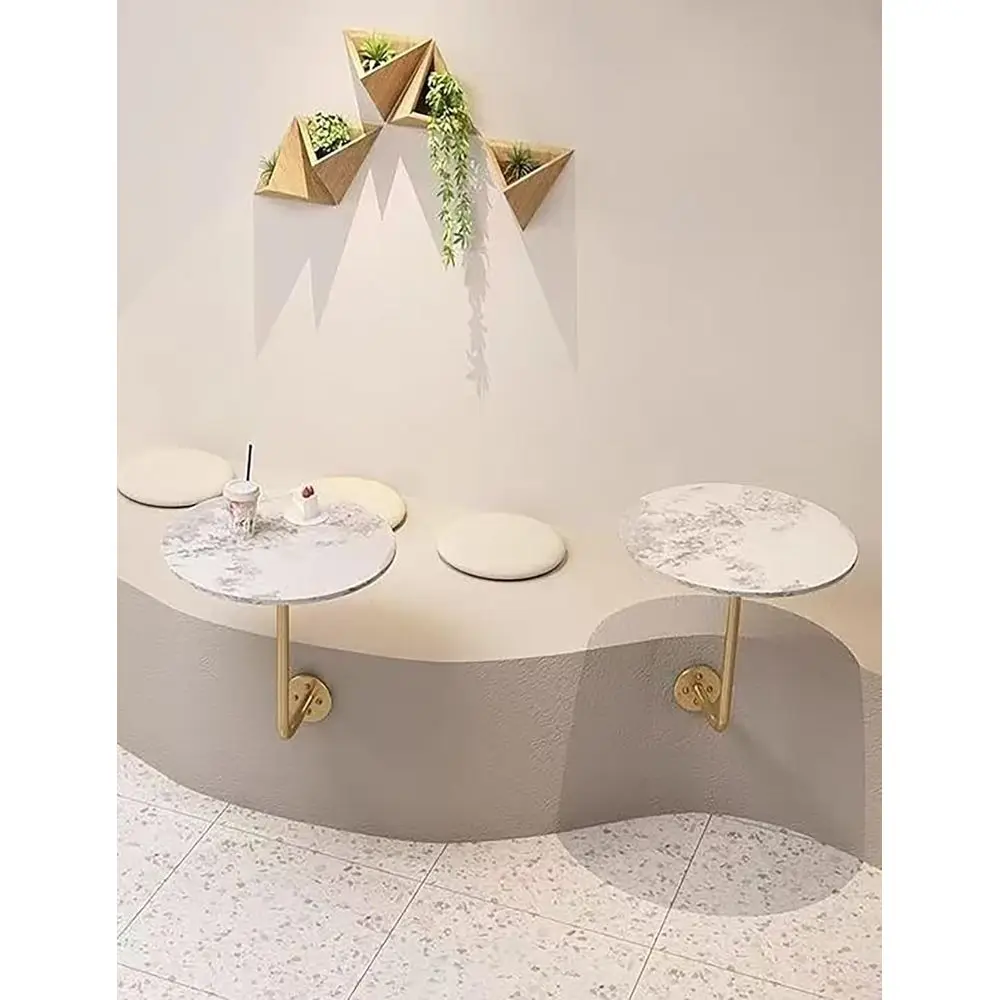 ホームオフィス、カフェ、キッチン用の壁掛けワークテーブル - ゴールドウッド、17.7x15.8