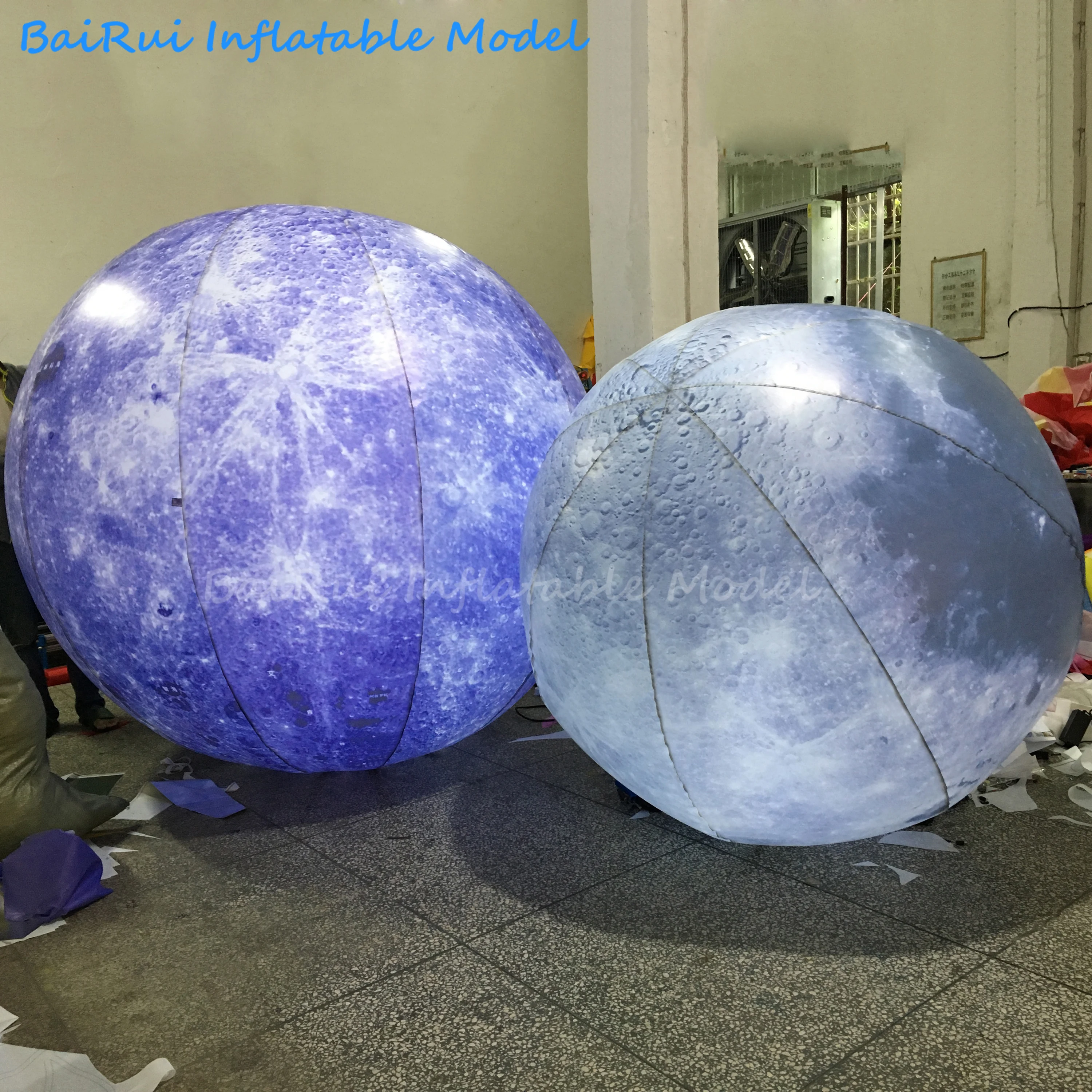 Aufblasbarer Mond mit Weißer LED-Beleuchtung, Luftgeblasener Mond-Planet-Stern für Event-Performance, Bühnendekoration, Requisiten, Nachtclub-Werbung – Detail 2