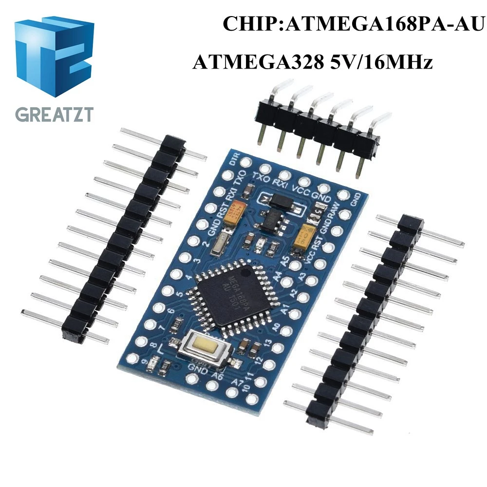 GREATZT Pro Mini 168 Mini 5V/16M ATMEGA168 ATMEGA168P-AU 5V/16MHz für Arduino