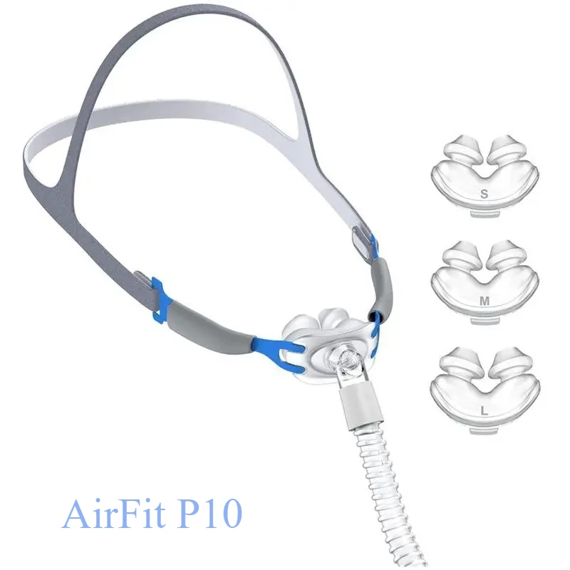 Original AirFit P10 CPAP Nasal Pillow Mask Complete Headrest Tube S/M/L Nasal Pillow for Sleep Apnea Snoring Prevention
