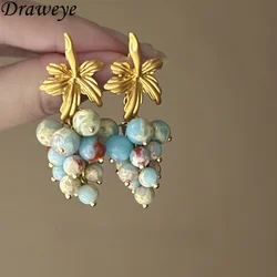 Draweye French Style Romantic Earrings for Women Beads Tassels Sweet Vintage Jewelry Elegant Fashion Pendientes Mujer