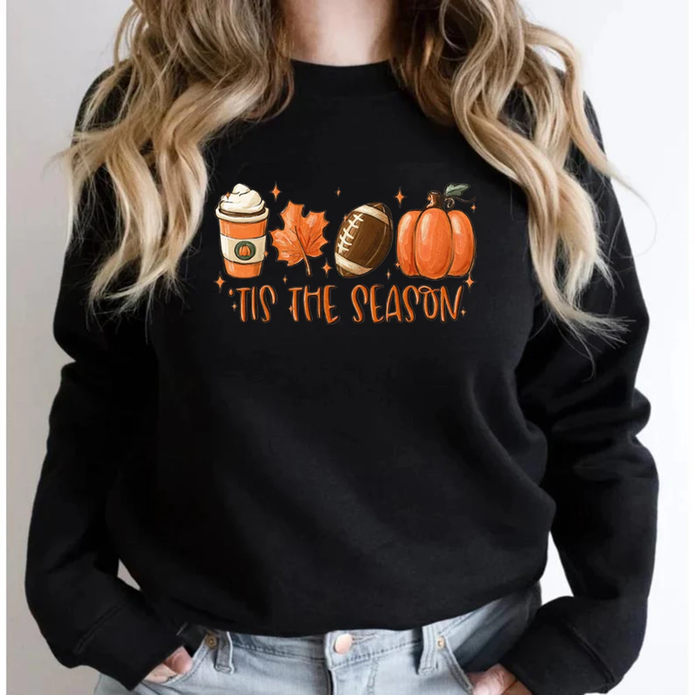 Tis The Season Fall Coffee Sweatshirt Coffee Lovers Hoodie Pumpkin Latte Drink Sweatshirts Thanksgiving Pullover Halloween Tops