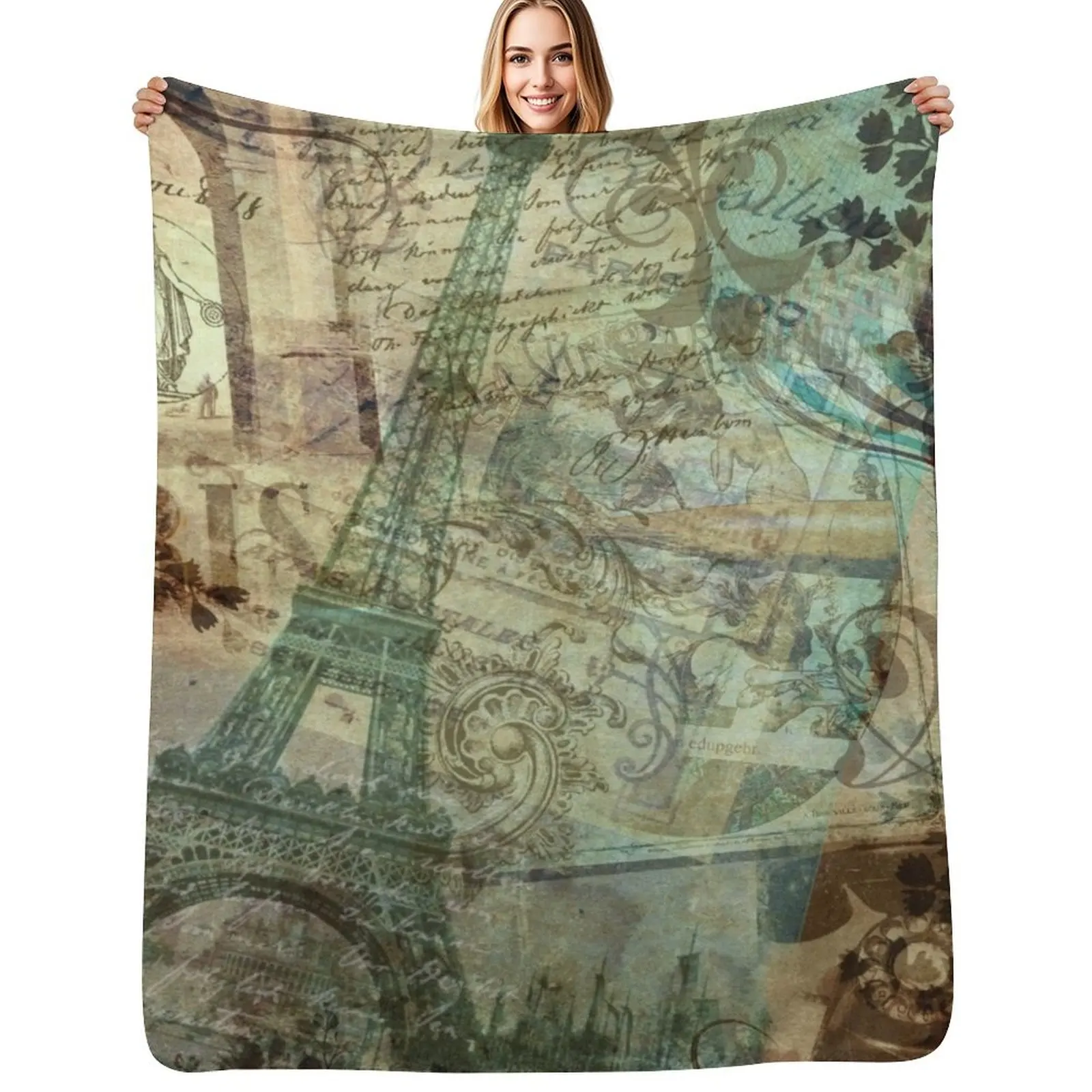 

Destination Paris Throw Blanket Bed linens warm for winter Tourist Beautifuls Blankets