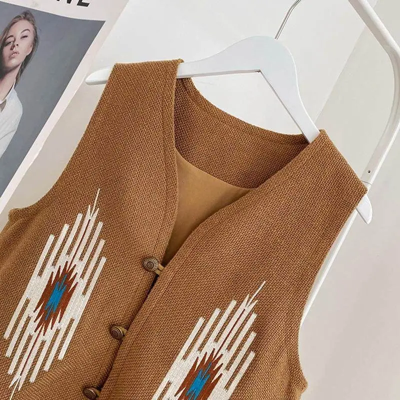 

Ethnic Style Pattern Niche Exquisite Washing and Old Embroidered Chinese Style Vest Vest