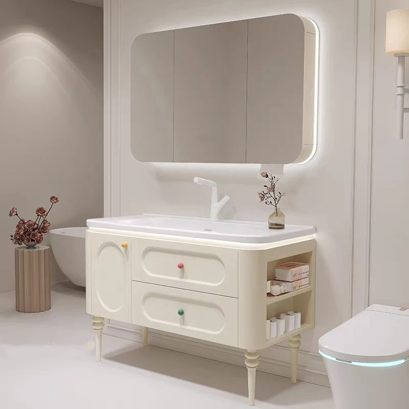 

Modern Organizer Bathroom Cabinet Mirror Perfume Storage Shelves Cupboard Closet Skincare Wooden Archivadores Trendy Furniture