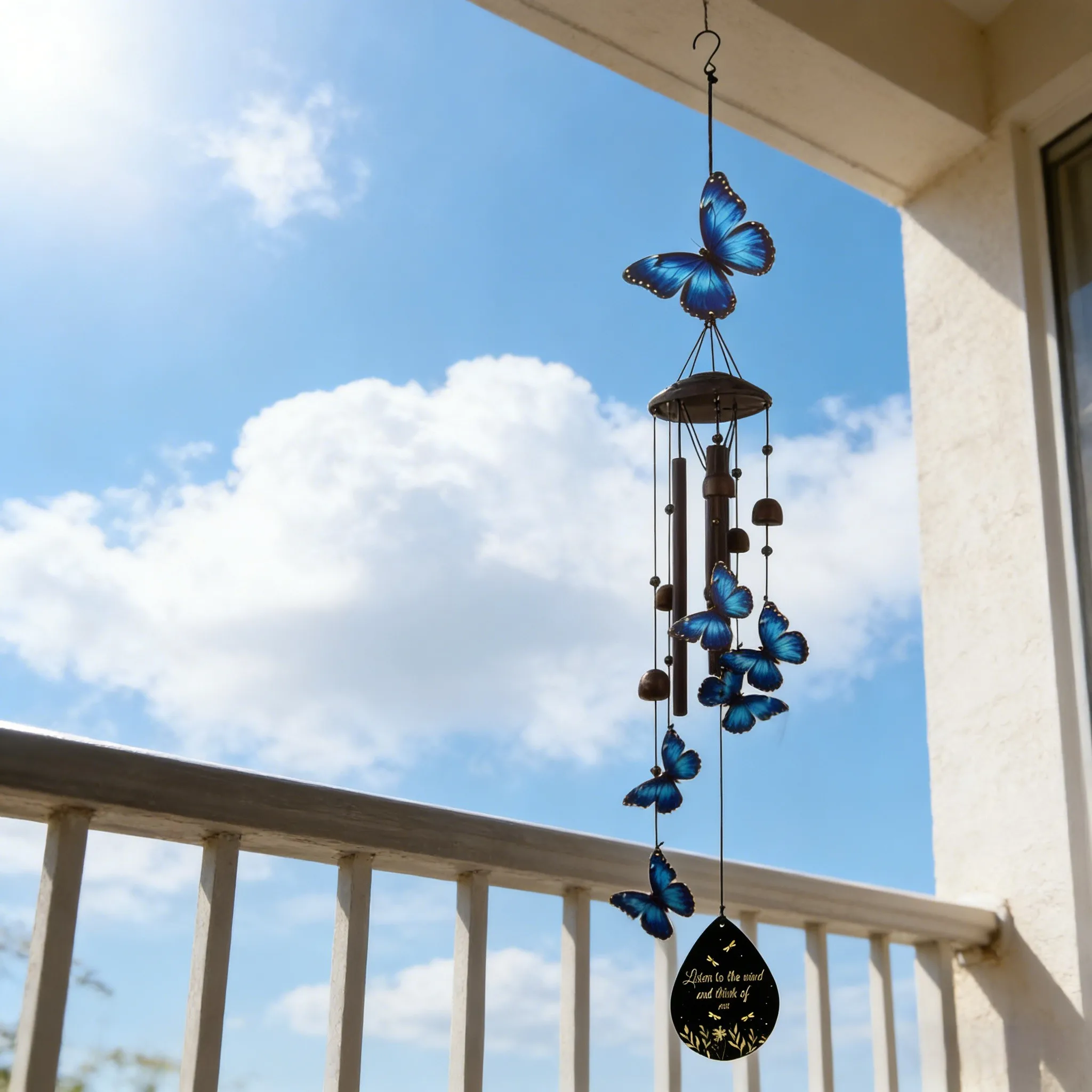 Decorative Outdoor Metal Wind Chime Featuring Dragonfly Design for Garden and Patio Adds Soothing Sound and Elegant Style
