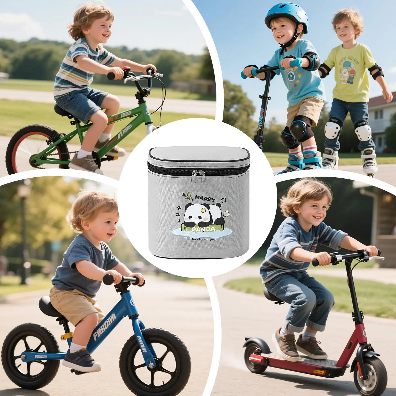 

Kids Bike Bag For Handlebars Bike Handlebar Front Bag Quick-Release Multi-Pocket Reflective Pouch For Scooter Outdoor School use