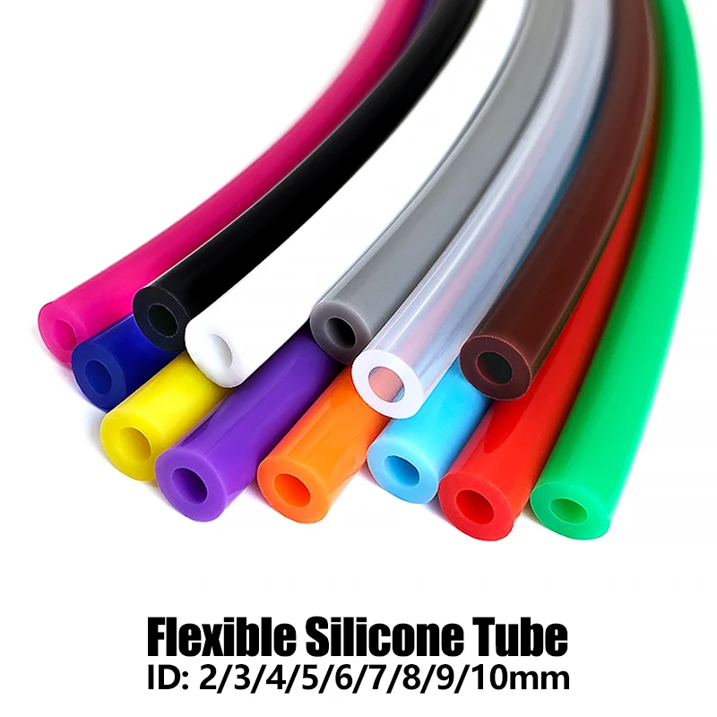 5Meter Flexible Silicone Tube ID 2mm 3 4 5 6 8 10mm 12mm Transparent Food Grade Tubing Rubber Hose Colorful Plumbing Water Pipe